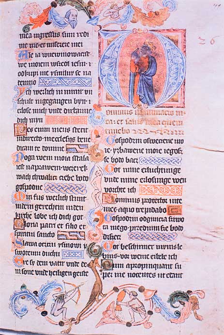 Karta z Psałterza floriańskiego (przełom XIV i XV w.)